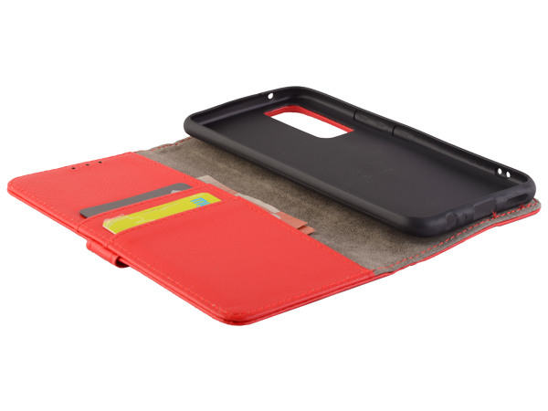 Synthetic Leather Wallet Case with Stand for vivo Y70 - Red
