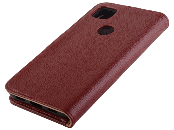 Premium Leather Wallet Case for Google Pixel 5 - Rosewood Leather Wallet Case
