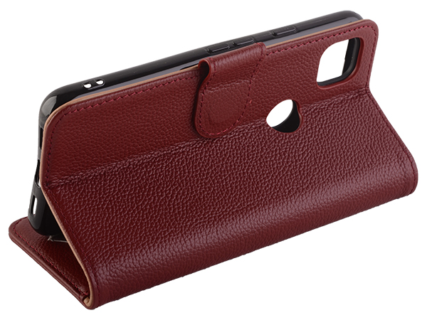 Premium Leather Wallet Case for Google Pixel 5 - Rosewood
