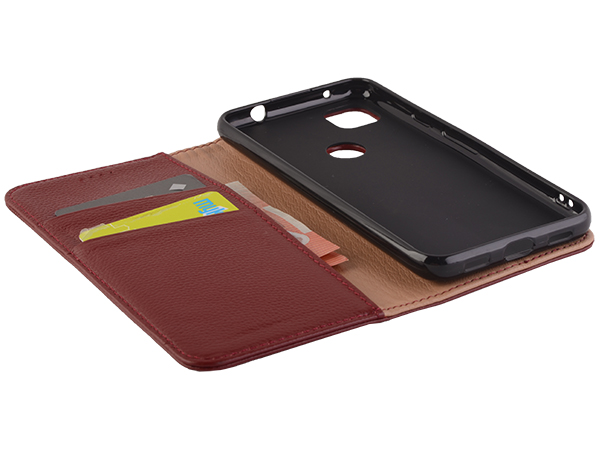 Premium Leather Wallet Case for Google Pixel 5 - Rosewood