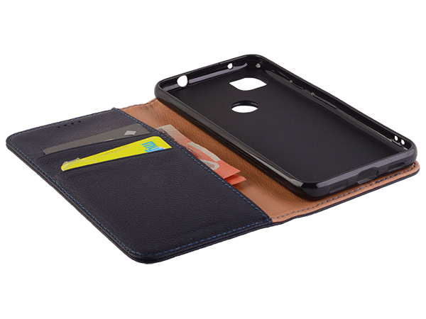 Premium Leather Wallet Case for Google Pixel 5 - Midnight Blue