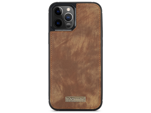 CaseMe 2-in-1 Synthetic Leather Wallet Case for iPhone 12 Pro Max - Beige/Tan