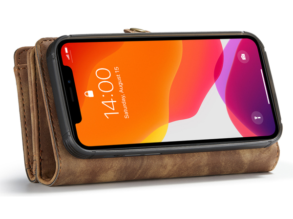 CaseMe 2-in-1 Synthetic Leather Wallet Case for iPhone 12 Pro Max - Beige/Tan