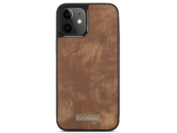 CaseMe 2-in-1 Synthetic Leather Wallet Case for iPhone 12 - Beige/Tan