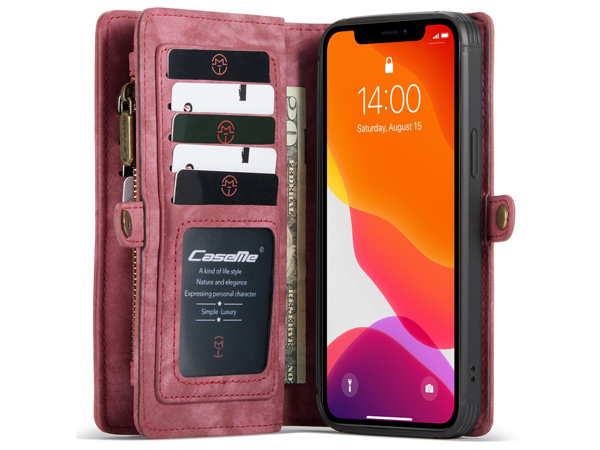 CaseMe 2-in-1 Synthetic Leather Wallet Case for iPhone 12 Pro - Pink/Blush
