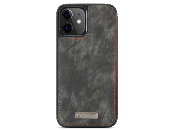 CaseMe 2-in-1 Synthetic Leather Wallet Case for iPhone 12 Mini - Khaki/Grey