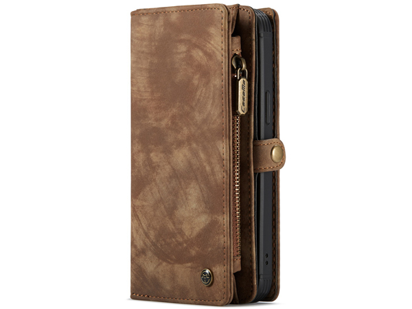 CaseMe 2-in-1 Synthetic Leather Wallet Case for iPhone 12 Mini - Beige/Tan Leather Wallet Case