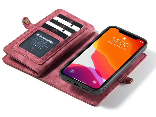 CaseMe 2-in-1 Synthetic Leather Wallet Case for iPhone 12 Mini - Pink/Blush
