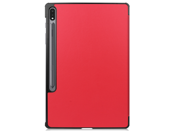 Slim Synthetic Leather Flip Case with Stand for Samsung Galaxy Tab S7+ - Red