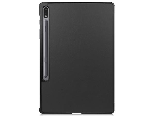Slim Synthetic Leather Flip Case with Stand for Samsung Galaxy Tab S7+ - Black