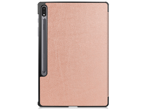 Slim Synthetic Leather Flip Case with Stand for Samsung Galaxy Tab S7+ - Rose Gold