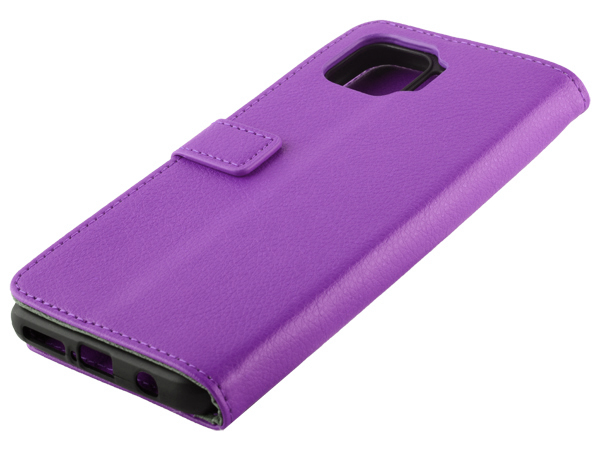 Synthetic Leather Wallet Case with Stand for Motorola Moto G 5G Plus - Purple