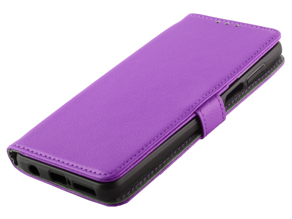 Synthetic Leather Wallet Case with Stand for Motorola Moto G 5G Plus - Purple