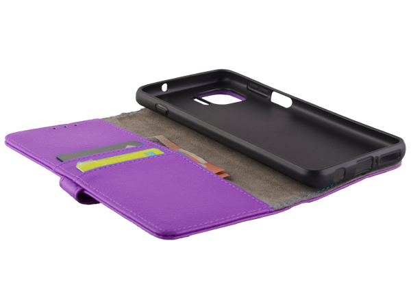 Synthetic Leather Wallet Case with Stand for Motorola Moto G 5G Plus - Purple