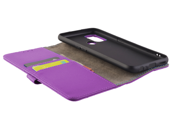 Synthetic Leather Wallet Case with Stand for OPPO A53s/A53 (2020) - Purple
