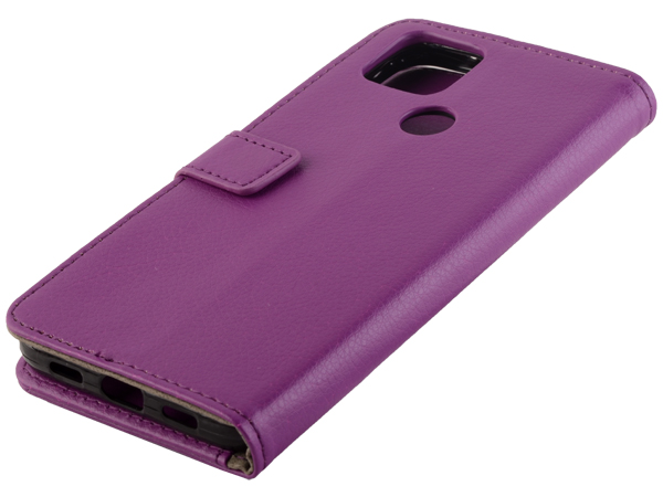 Synthetic Leather Wallet Case with Stand for Google Pixel 4a 5G - Purple Leather Wallet Case