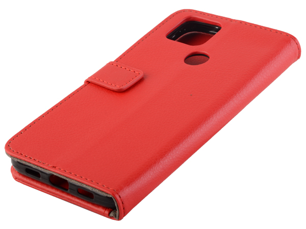 Synthetic Leather Wallet Case with Stand for Google Pixel 4a 5G - Red Leather Wallet Case