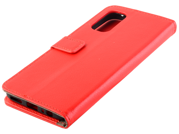 Synthetic Leather Wallet Case with Stand for Realme 7 Pro - Red Leather Wallet Case