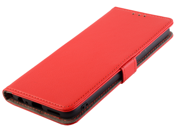 Synthetic Leather Wallet Case with Stand for Realme 7 Pro - Red