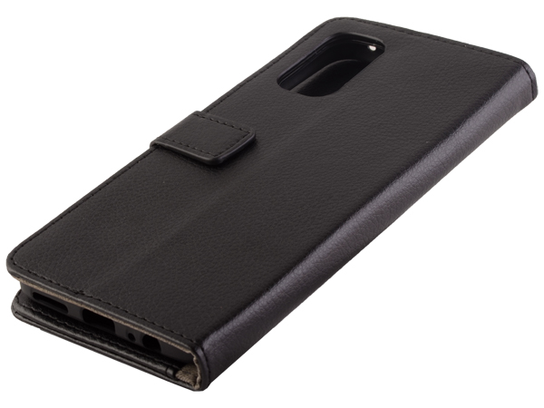 Synthetic Leather Wallet Case with Stand for Realme 7 Pro - Black Leather Wallet Case