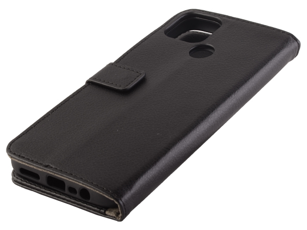 Synthetic Leather Wallet Case with Stand for Realme C12 - Black Leather Wallet Case