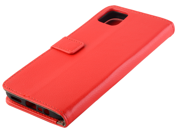 Synthetic Leather Wallet Case with Stand for Realme C11 - Red Leather Wallet Case