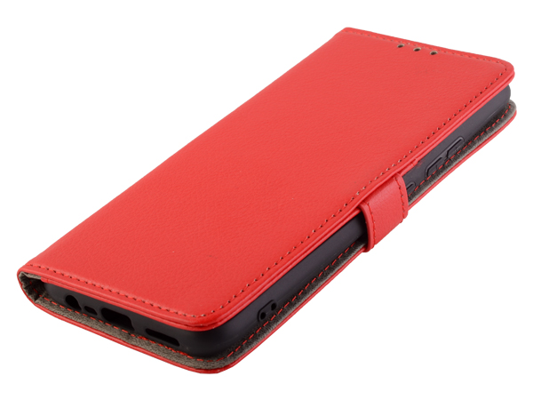 Synthetic Leather Wallet Case with Stand for Realme C11 - Red