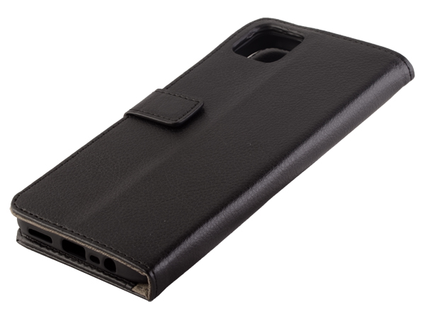 Synthetic Leather Wallet Case with Stand for Realme C11 - Black Leather Wallet Case