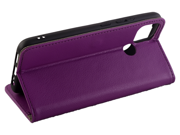 Synthetic Leather Wallet Case with Stand for Realme C12 - Purple