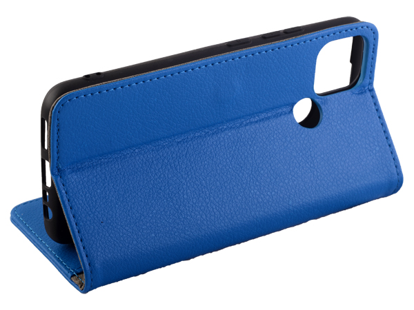 Synthetic Leather Wallet Case with Stand for Realme C12 - Blue