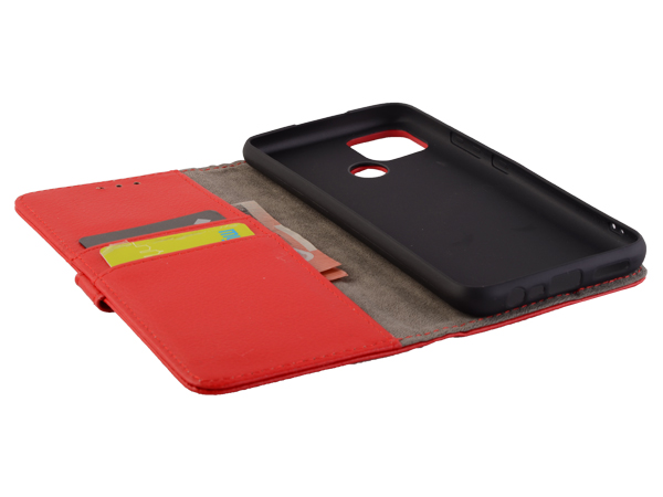 Synthetic Leather Wallet Case with Stand for Realme C12 - Red