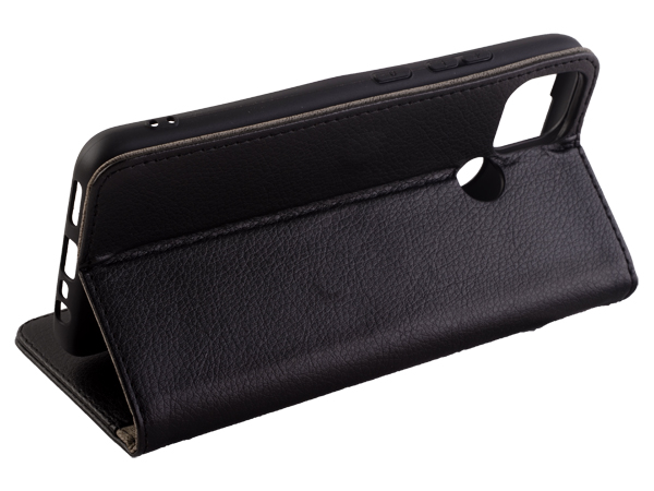 Synthetic Leather Wallet Case with Stand for Realme C12 - Black