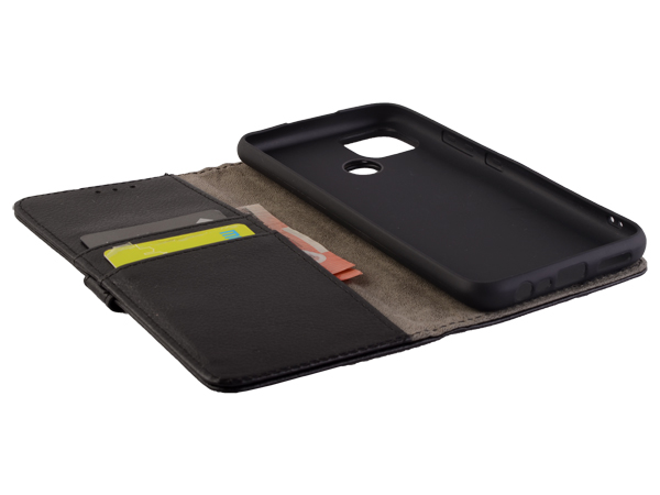 Synthetic Leather Wallet Case with Stand for Realme C12 - Black