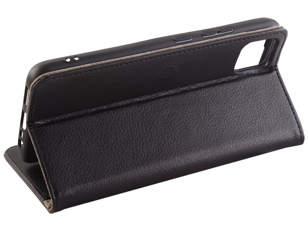 Synthetic Leather Wallet Case with Stand for Realme C11 - Black
