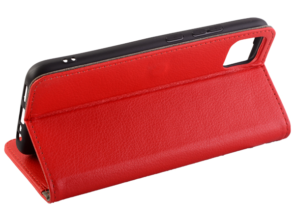Synthetic Leather Wallet Case with Stand for Realme C11 - Red