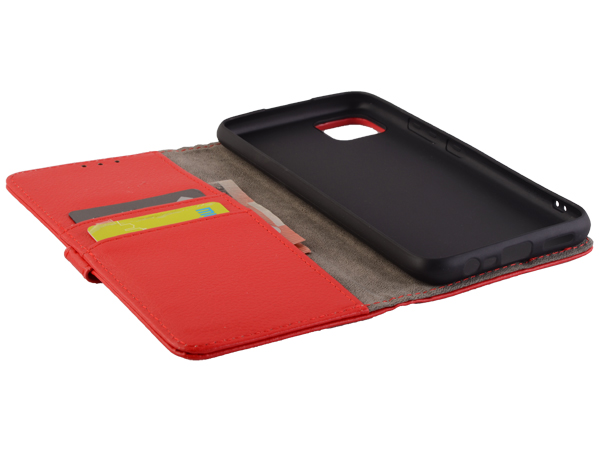 Synthetic Leather Wallet Case with Stand for Realme C11 - Red