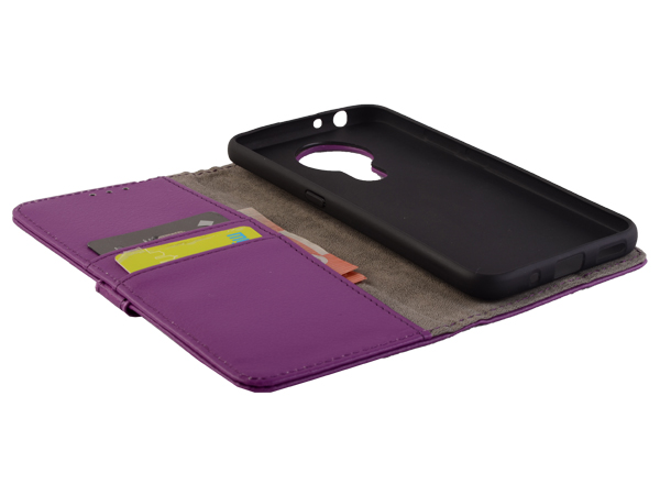 Synthetic Leather Wallet Case with Stand for Nokia 3.4 - Purple