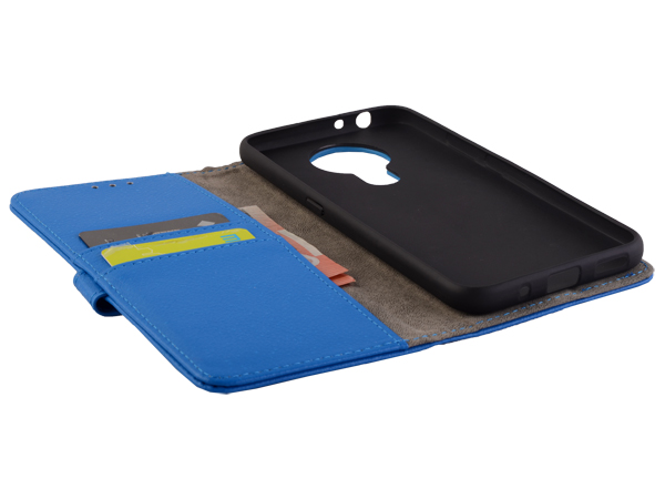 Synthetic Leather Wallet Case with Stand for Nokia 3.4 - Blue
