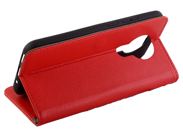 Synthetic Leather Wallet Case with Stand for Nokia 3.4 - Red