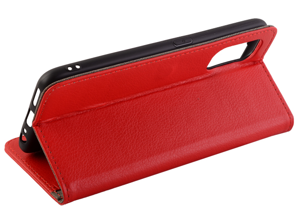 Synthetic Leather Wallet Case with Stand for Realme 7 Pro - Red