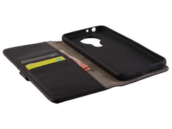 Synthetic Leather Wallet Case with Stand for Nokia 3.4 - Black