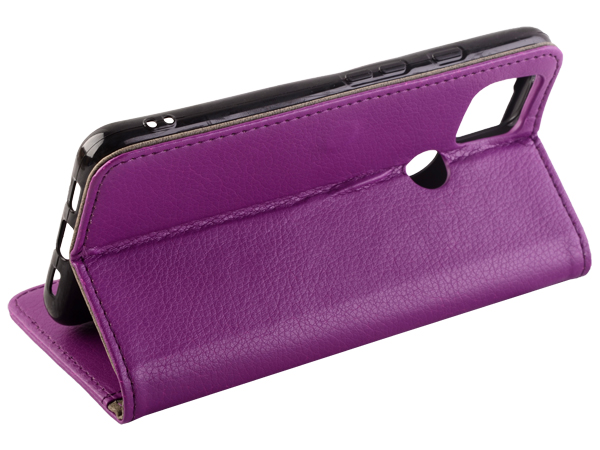 Synthetic Leather Wallet Case with Stand for Google Pixel 4a 5G - Purple