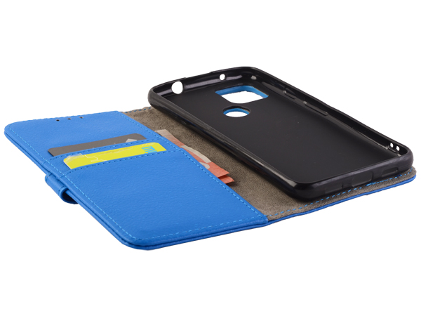 Synthetic Leather Wallet Case with Stand for Google Pixel 4a 5G - Blue