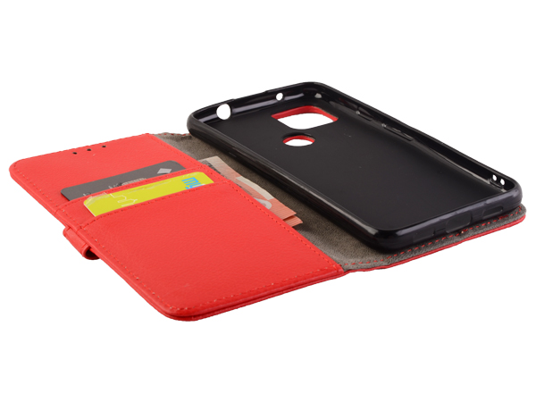 Synthetic Leather Wallet Case with Stand for Google Pixel 4a 5G - Red