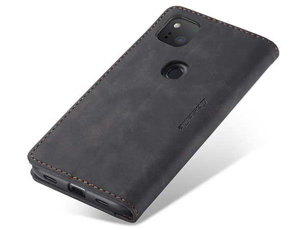 CaseMe Slim Synthetic Leather Wallet Case with Stand for Google Pixel 5 - Charcoal