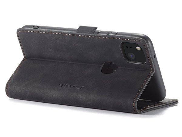 CaseMe Slim Synthetic Leather Wallet Case with Stand for Google Pixel 5 - Charcoal