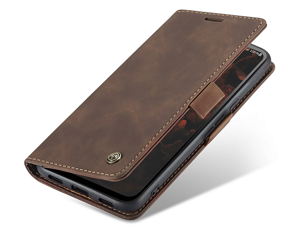 CaseMe Slim Synthetic Leather Wallet Case with Stand for Google Pixel 5 - Chocolate Leather Wallet Case