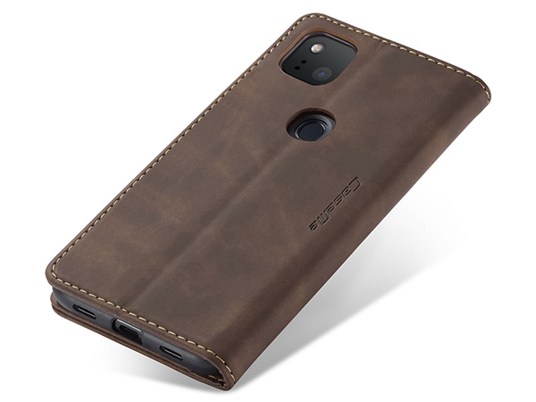 CaseMe Slim Synthetic Leather Wallet Case with Stand for Google Pixel 5 - Chocolate