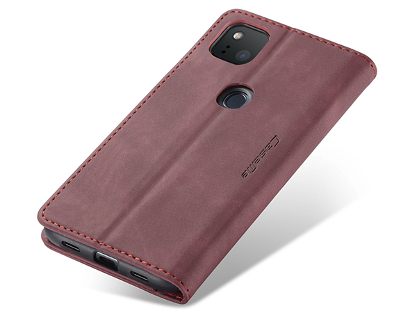 CaseMe Slim Synthetic Leather Wallet Case with Stand for Google Pixel 5 - Burgundy