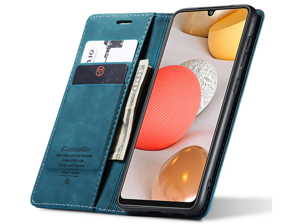 CaseMe Slim Synthetic Leather Wallet Case with Stand for Samsung Galaxy A42 5G - Teal